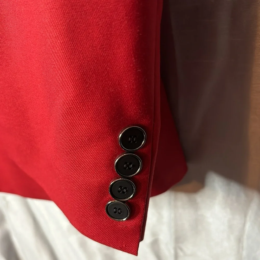 YFFUSHI Slim Fit Two Piece One Button Suit Red, With THAI SILK Shirt Like New - Picture 4 of 15